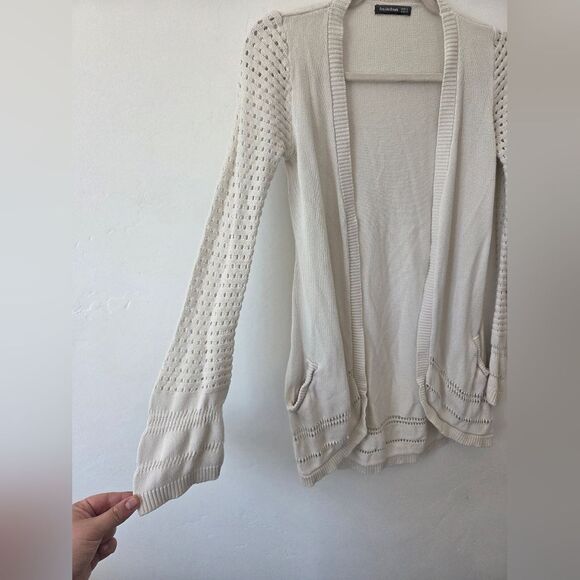 Amelie Boutik White Cotton Cardigan Open Knit Beachy Boho Festival Teacher Small - Picture 6 of 10